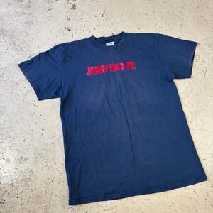 Vintage Y2K Navy Blue Nike Just Do It Fader Graphic T-Shirt Size XL